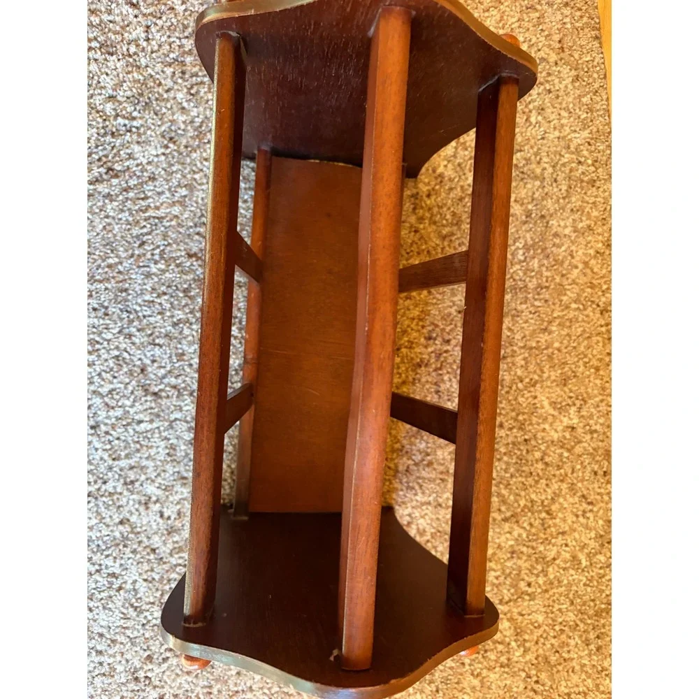 Powell Vintage Wood Magazine Rack Floor Holder Dark Brown Mid Century Style